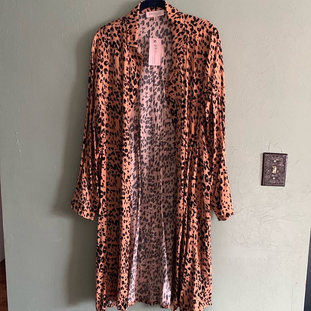 Philosophy leopard duster shirt jacket size M